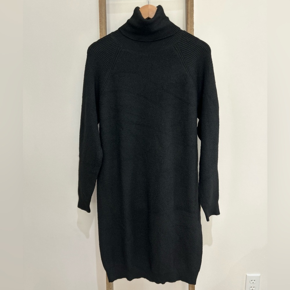 PrettyLittleThing Black Knit Turtleneck Oversized Midi Dress Women’s Size XL NWT